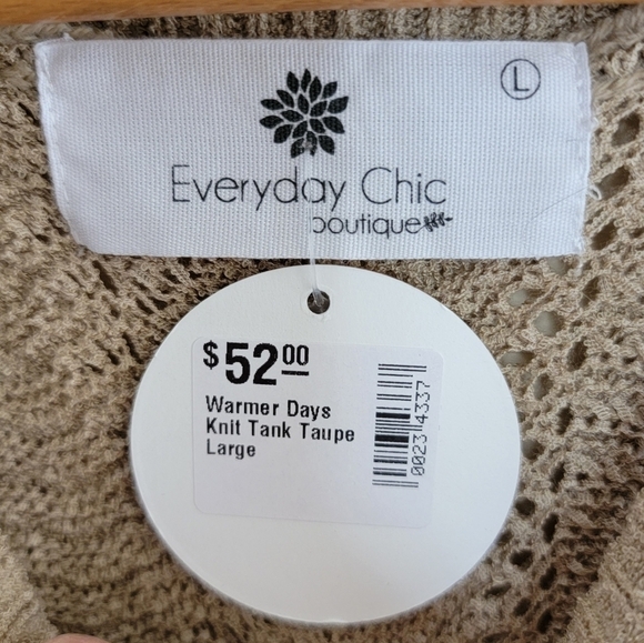 NWT Everyday Chic Boutique | Taupe Knit Halter Neck Sweater Tank Size Large - Picture 3 of 4